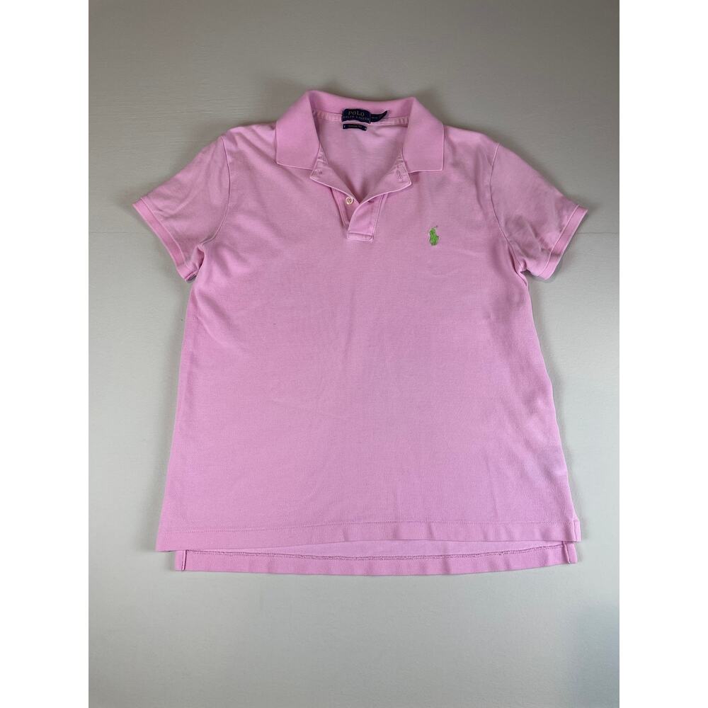 Polo Ralph Lauren Sz M Classic Fit Pink Polo Green Embroidered Logo 100% Cotton - Picture 8 of 8